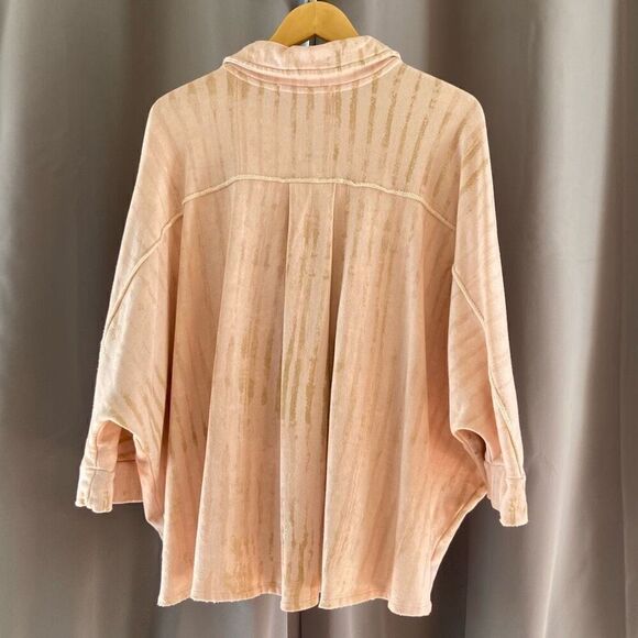 Free People Montauk Raw Edge Oversized Sweatshirt Shirt Jacket S - Picture 6 of 11
